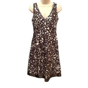 Banana Republic Shell 100% Silk Fit and Flare Tank Dress Size 2 Brown Crème